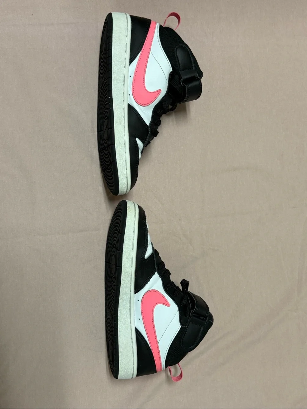 Nike Kids High-Top Sneakers in Black White Pink Accent